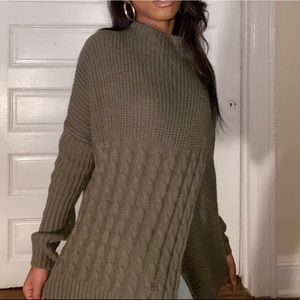 Women’s khaki mock neck sweater